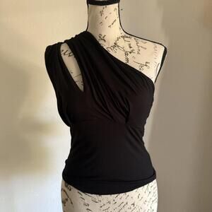 NWT Robert Rodriguez Kit One Shoulder Black Sleek Top S